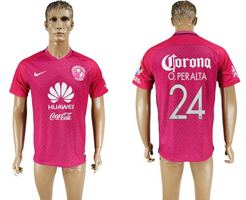 America #24 O.Peralta Pink Soccer Club Jersey - Click Image to Close